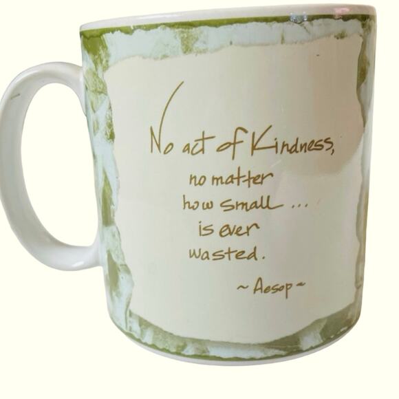 Sakura Inspirational Mug – “No Act of Kindness” Aesop Quote Stoneware Coffee Cup - Picture 1 of 6